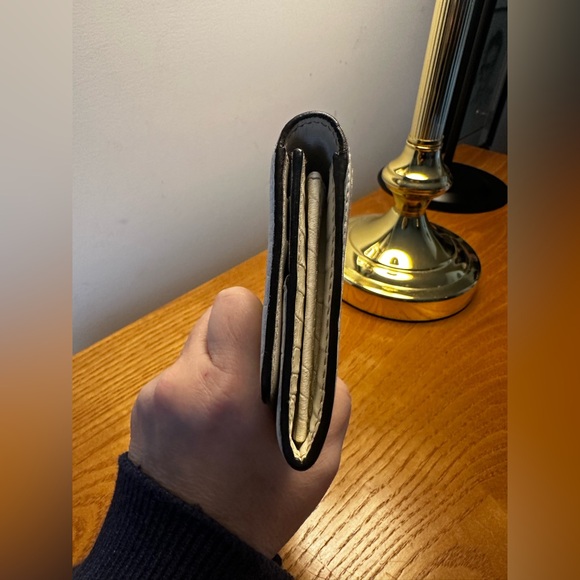 Celine Cream/Tan Leather & Canvas Asymmetrical Tassel Long Wallet - Picture 5 of 7